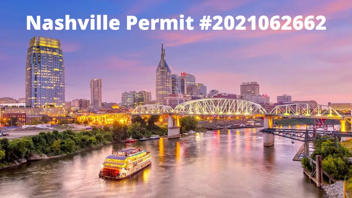 A sweeping view of the Nashville skyline, river, and bridges with a classic riverboat in the foreground. The image captures city lights beginning to twinkle at dusk, suggesting both daytime and nighttime exploration.